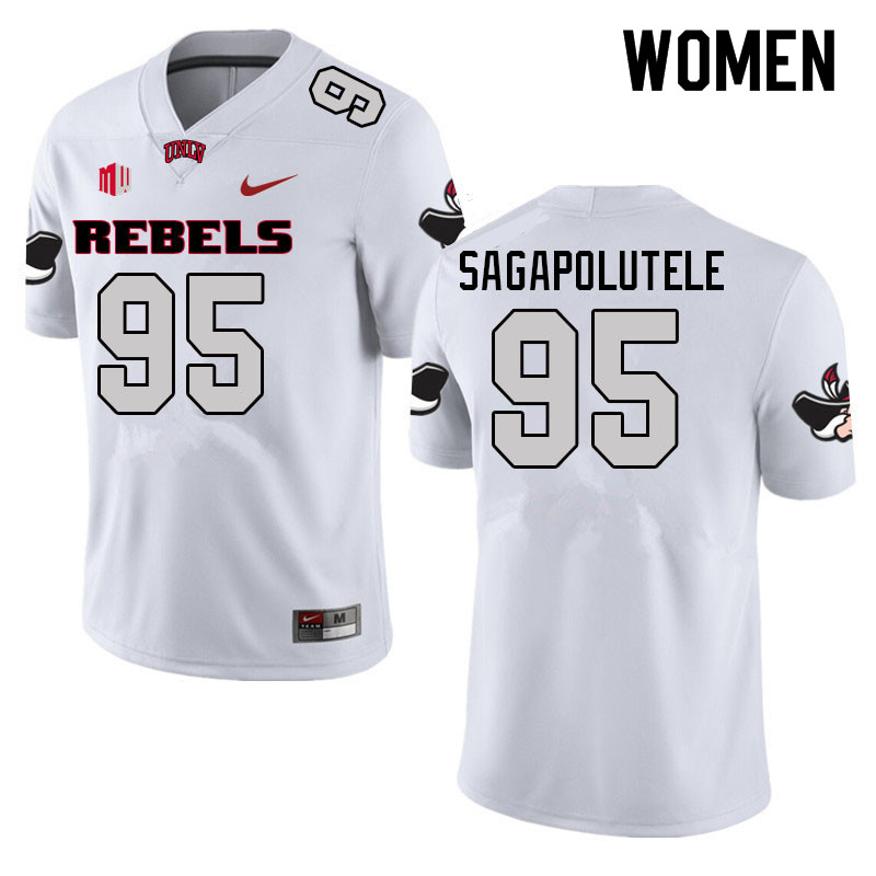 Women #95 Anthony Sagapolutele UNLV Rebels College Football Jerseys Sale-White